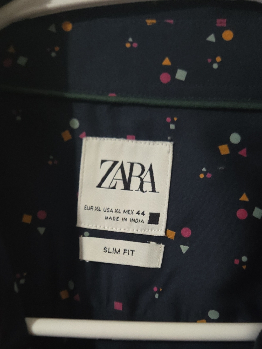 ZARA Navy Shirt with Multicolor Geometric Dots